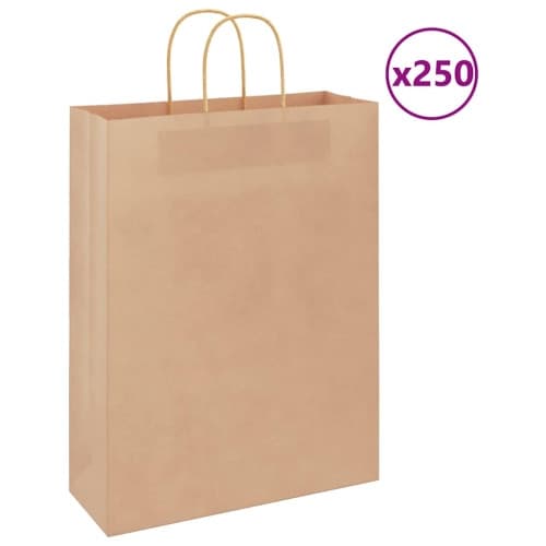 Papperspåsar 250 st med handtag brun 32x12x42 cm
