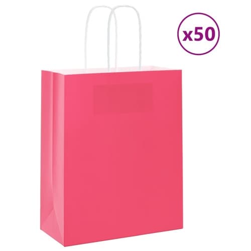 Papperspåsar 50 st med handtag rosa 18x8x22 cm