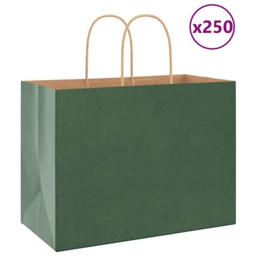 Papperspåsar 250 st med handtag grön 32x17x25 cm