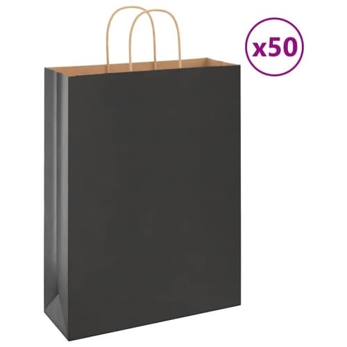 Papperspåsar 50 st med handtag svart 32x12x42 cm