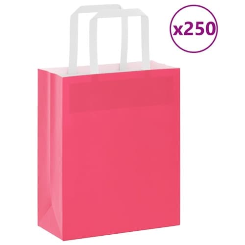 Papperspåsar 250 st med handtag rosa 18x8x22 cm