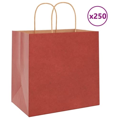Papperspåsar 250 st med handtag röd 26x17x25 cm
