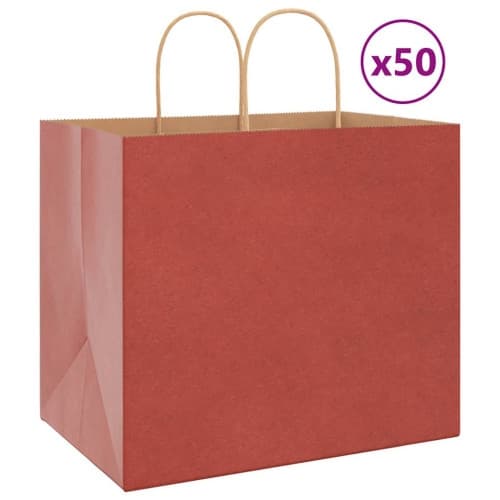 Papperspåsar 50 st med handtag röd 32x22x28 cm