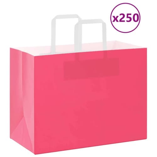 Papperspåsar 250 st med handtag rosa 32x17x25 cm