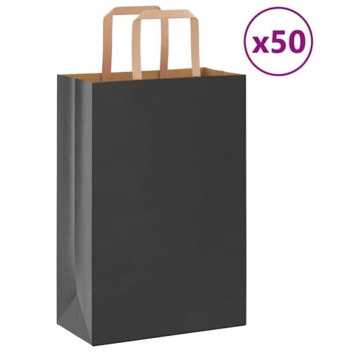 Papperspåsar 50 st med handtag svart 21x11x31 cm