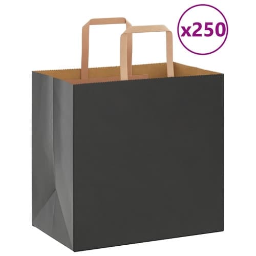 Papperspåsar 250 st med handtag svart 26x17x25 cm