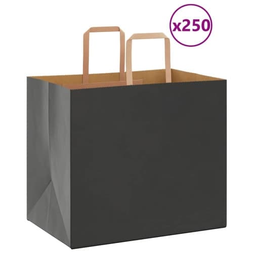 Papperspåsar 250 st med handtag svart 32x22x28 cm