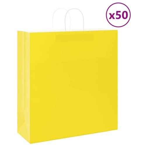 Papperspåsar 50 st med handtag gul 45x17x48 cm