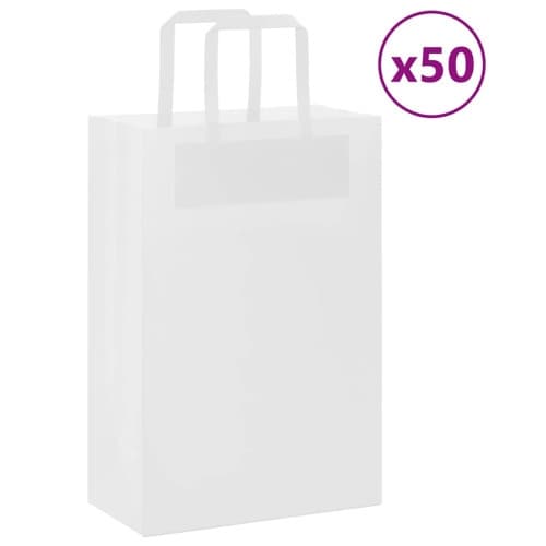 Papperspåsar 50 st med handtag vit 21x11x31 cm