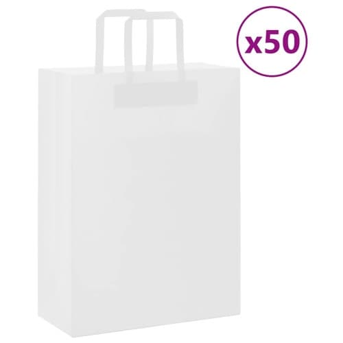 Papperspåsar 50 st med handtag vit 26x12x35 cm