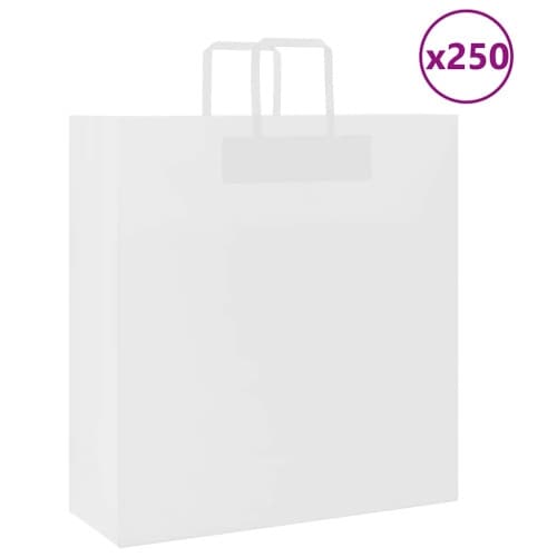 Papperspåsar 250 st med handtag vit 45x17x48 cm