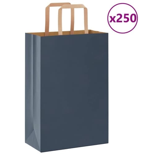 Papperspåsar 250 st med handtag blå 21x11x31 cm