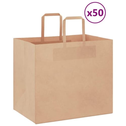 Papperspåsar 50 st med handtag brun 32x22x28 cm