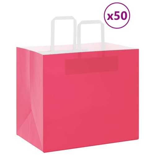 Papperspåsar 50 st med handtag rosa 32x22x28 cm