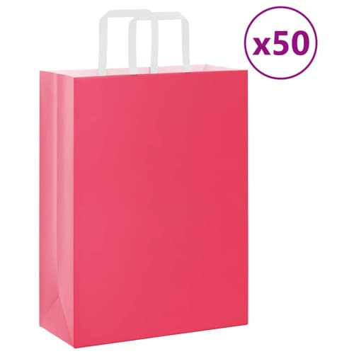 Papperspåsar 50 st med handtag rosa 26x12x35 cm