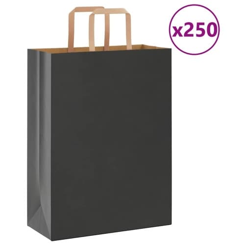 Papperspåsar 250 st med handtag svart 26x12x35 cm