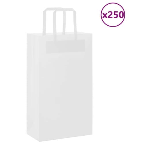 Papperspåsar 250 st med handtag vit 21x11x36 cm