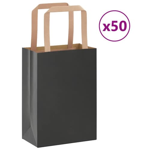 Papperspåsar 50 st med handtag svart 15x8x21 cm