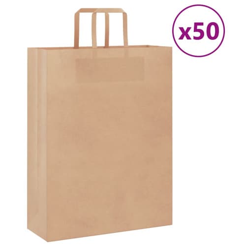Papperspåsar 50 st med handtag brun 32x12x42 cm