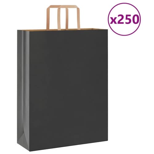 Papperspåsar 250 st med handtag svart 32x12x42 cm