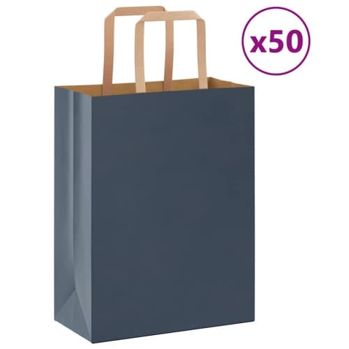 Papperspåsar 50 st med handtag blå 21x11x28 cm
