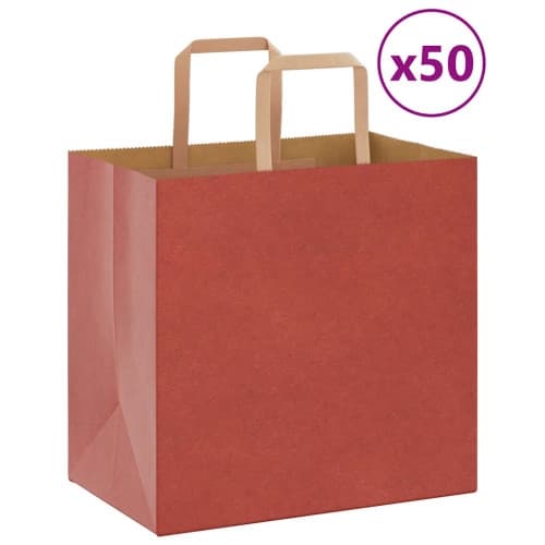 Papperspåsar 50 st med handtag röd 26x17x25 cm