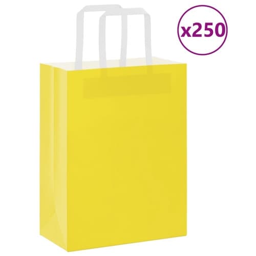 Papperspåsar 250 st med handtag gul 21x11x28 cm