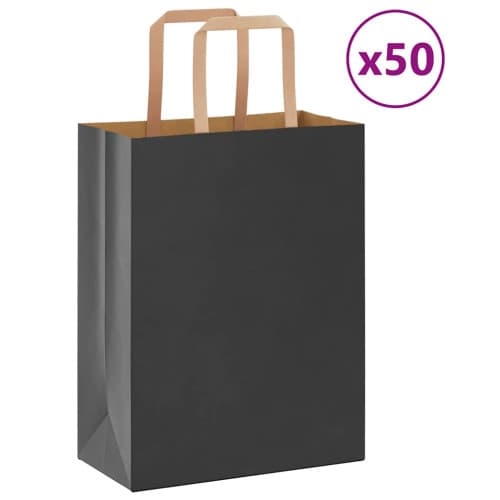 Papperspåsar 50 st med handtag svart 21x11x28 cm