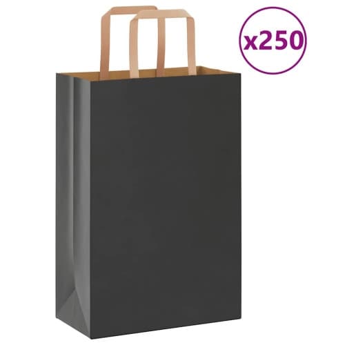 Papperspåsar 250 st med handtag svart 21x11x31 cm