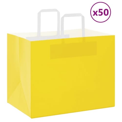 Papperspåsar 50 st med handtag gul 32x22x24 cm