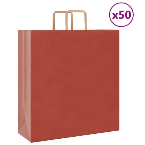 Papperspåsar 50 st med handtag röd 45x17x48 cm