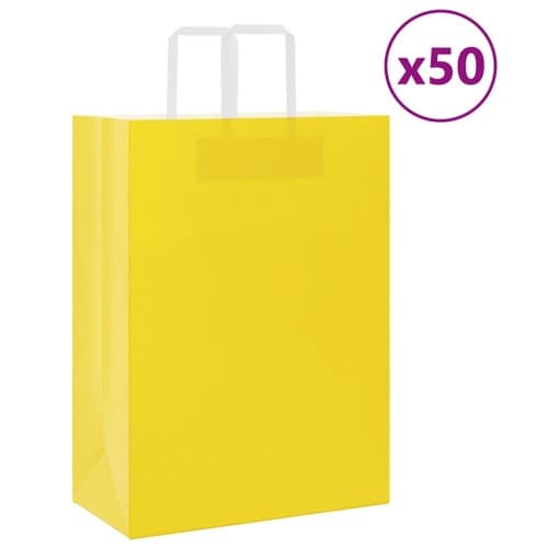 Papperspåsar 50 st med handtag gul 32x17x44 cm