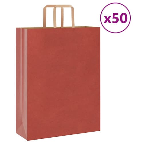 Papperspåsar 50 st med handtag röd 32x12x42 cm