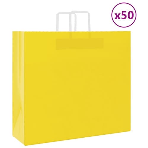 Papperspåsar 50 st med handtag gul 54x15x49 cm