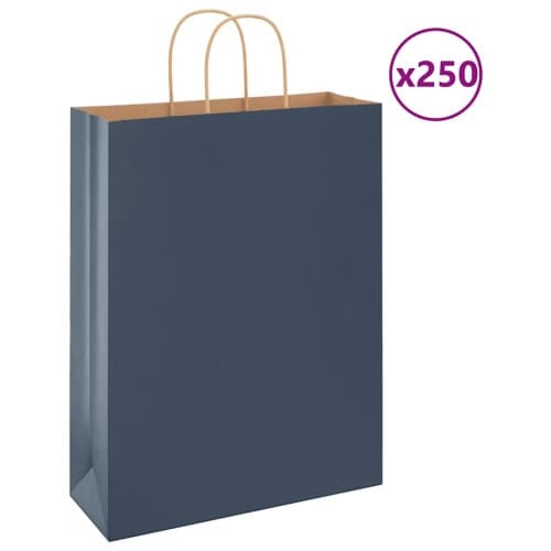 Papperspåsar 250 st med handtag blå 32x12x42 cm