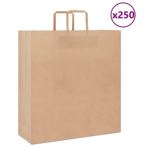 Papperspåsar 250 st med handtag brun 45x17x48 cm