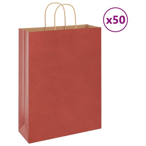 Papperspåsar 50 st med handtag röd 32x12x42 cm