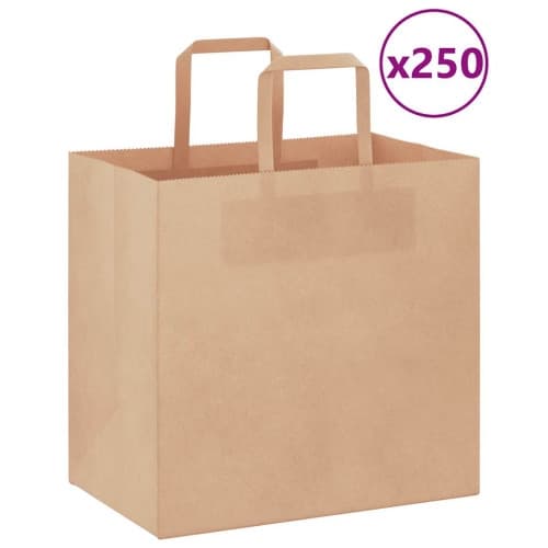 Papperspåsar 250 st med handtag brun 26x17x25 cm