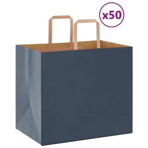 Papperspåsar 50 st med handtag blå 32x22x28 cm