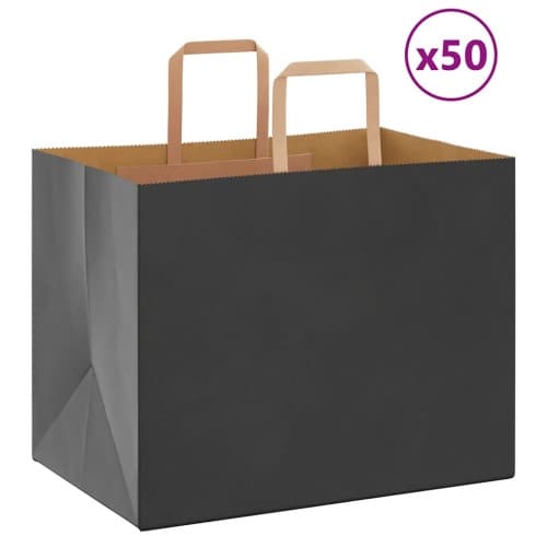 Papperspåsar 50 st med handtag svart 32x22x24 cm