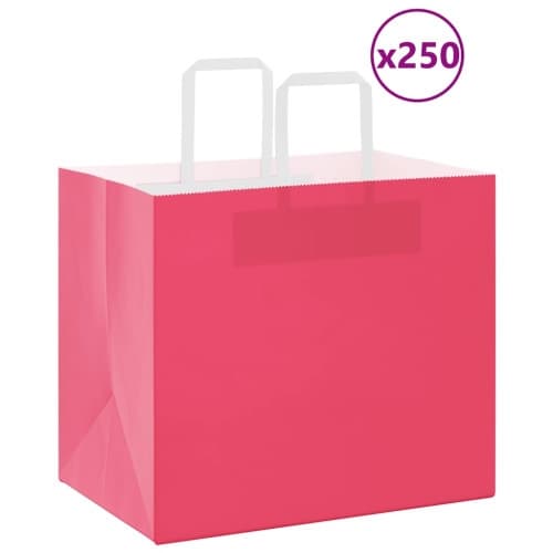 Papperspåsar 250 st med handtag rosa 32x22x28 cm
