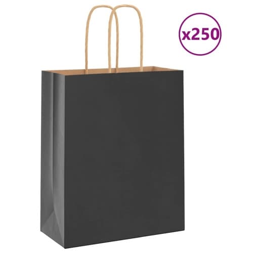 Papperspåsar 250 st med handtag svart 18x8x22 cm