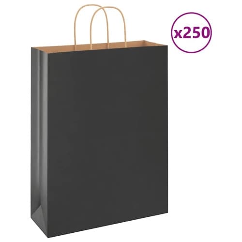 Papperspåsar 250 st med handtag svart 32x12x42 cm