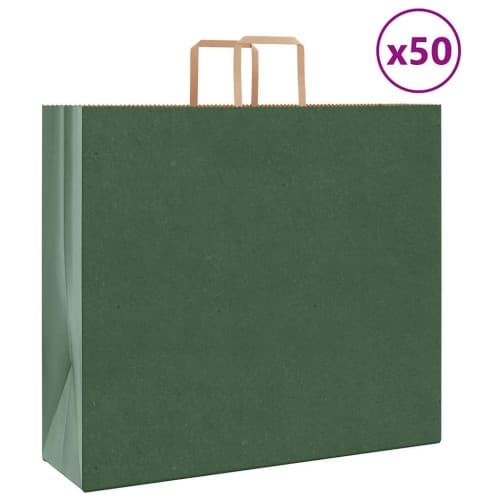 Papperspåsar 50 st med handtag grön 54x15x49 cm