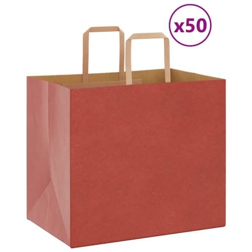 Papperspåsar 50 st med handtag röd 32x22x28 cm