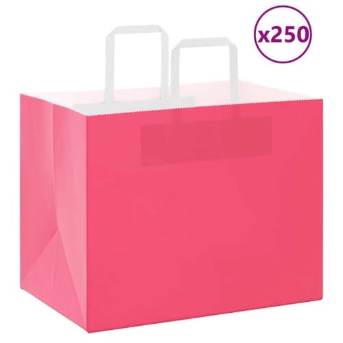 Papperspåsar 250 st med handtag rosa 32x22x24 cm
