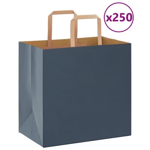 Papperspåsar 250 st med handtag blå 26x17x25 cm