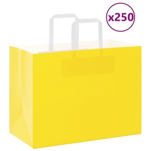 Papperspåsar 250 st med handtag gul 32x17x25 cm