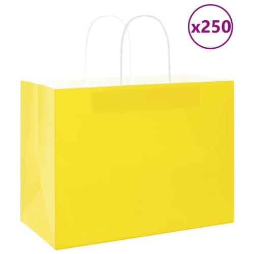 Papperspåsar 250 st med handtag gul 32x17x25 cm