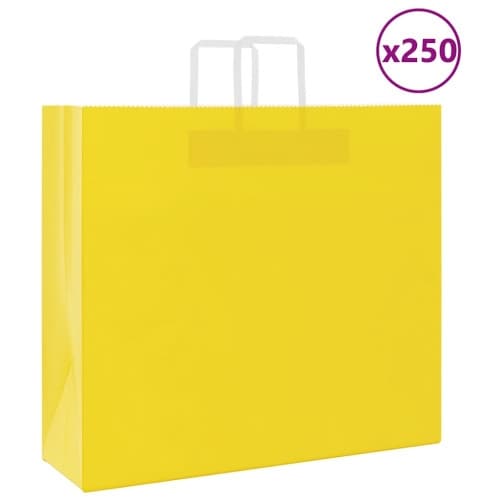 Papperspåsar 250 st med handtag gul 54x15x49 cm